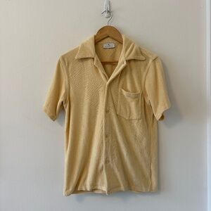 Gil Rodriguez Terrycloth Cabana Shirt in Butter Yellow | Size XS
